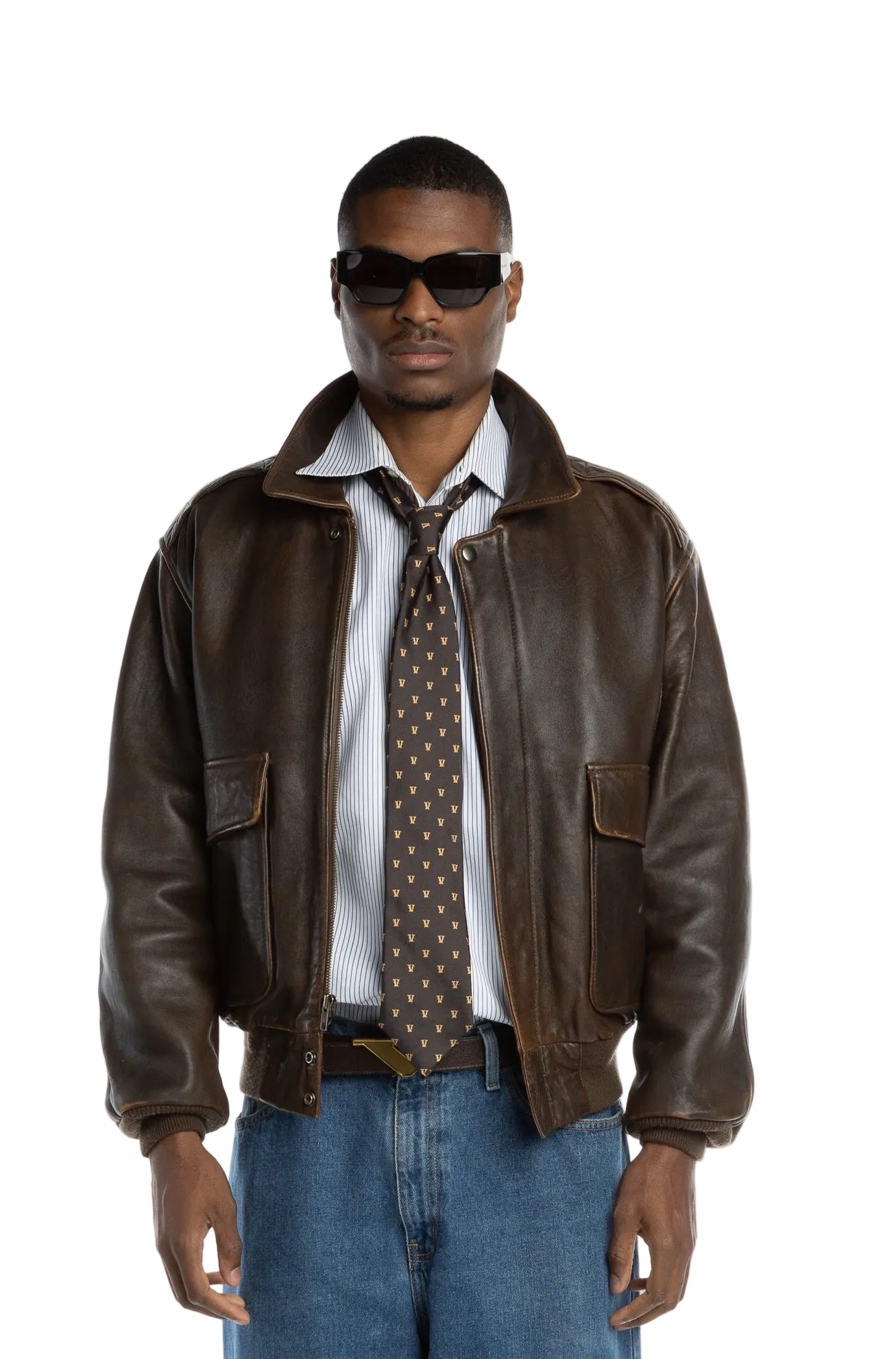 V Monogram Pattern Tie